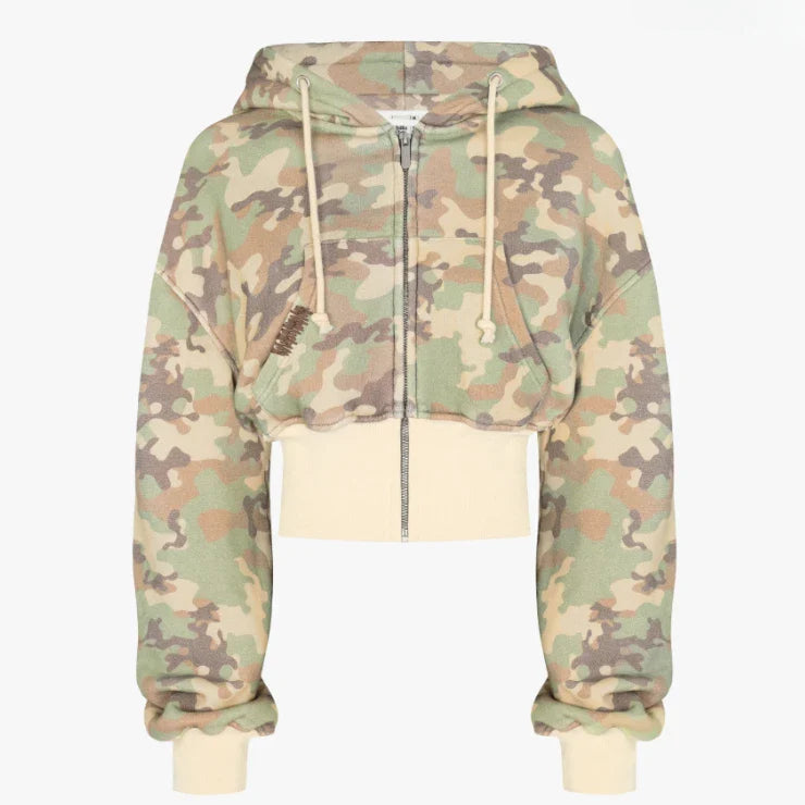 Camo Cropped Zip Set