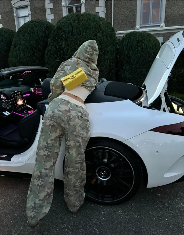 Camo Cropped Zip Set