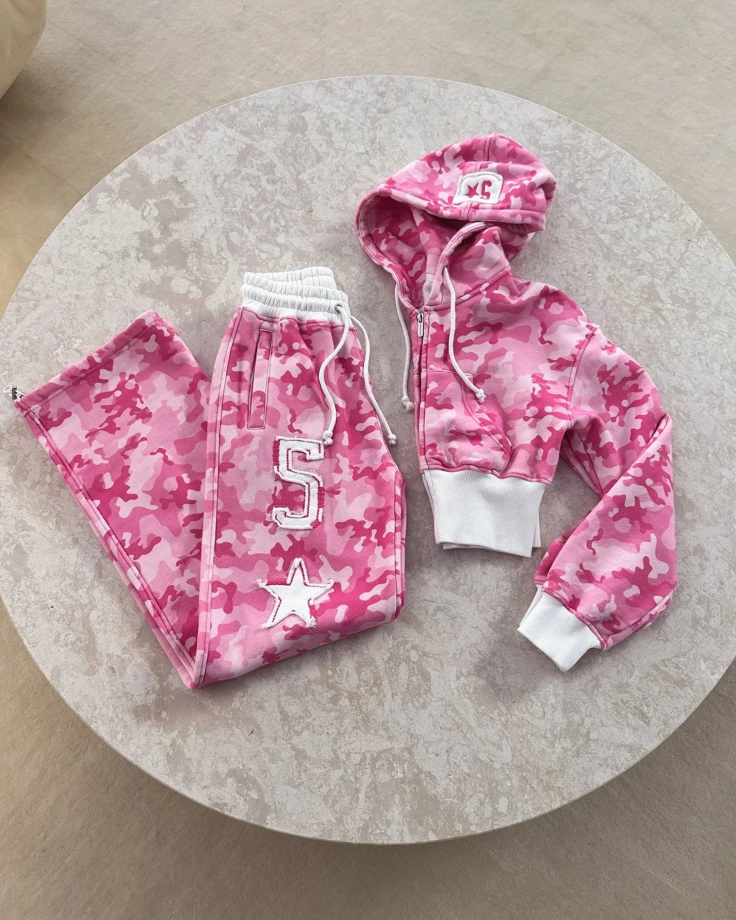 Camo Cropped Zip Set